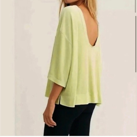 We the free lime glo sweatshirt low cut on the back size:L - Picture 1 of 14